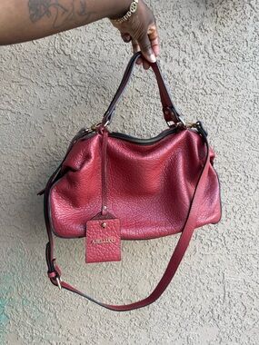 A. Bellucci Red genuine Leather Shoulder Bag with Detachable Strap
